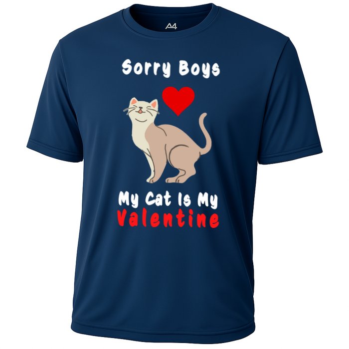 Sorry Boys My Cat Is My Valentine Cute Cooling Performance Crew T-Shirt