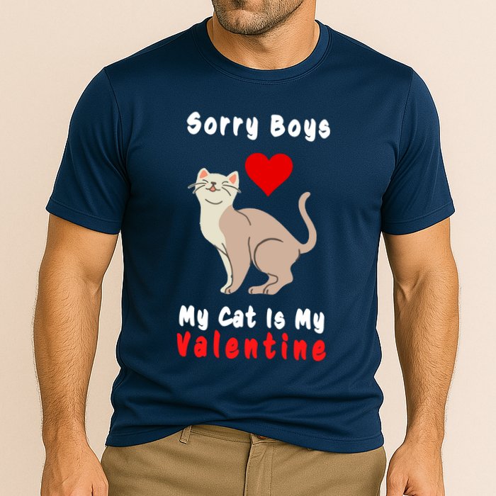 Sorry Boys My Cat Is My Valentine Cute Cooling Performance Crew T-Shirt