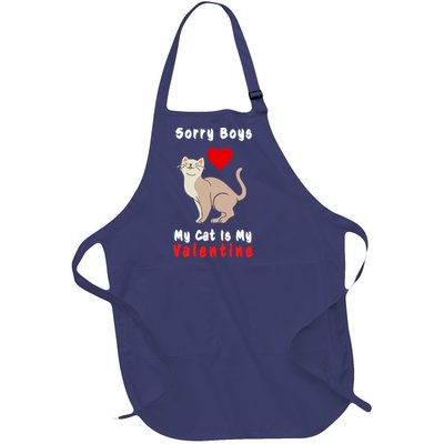 Sorry Boys My Cat Is My Valentine Cute Full-Length Apron With Pockets