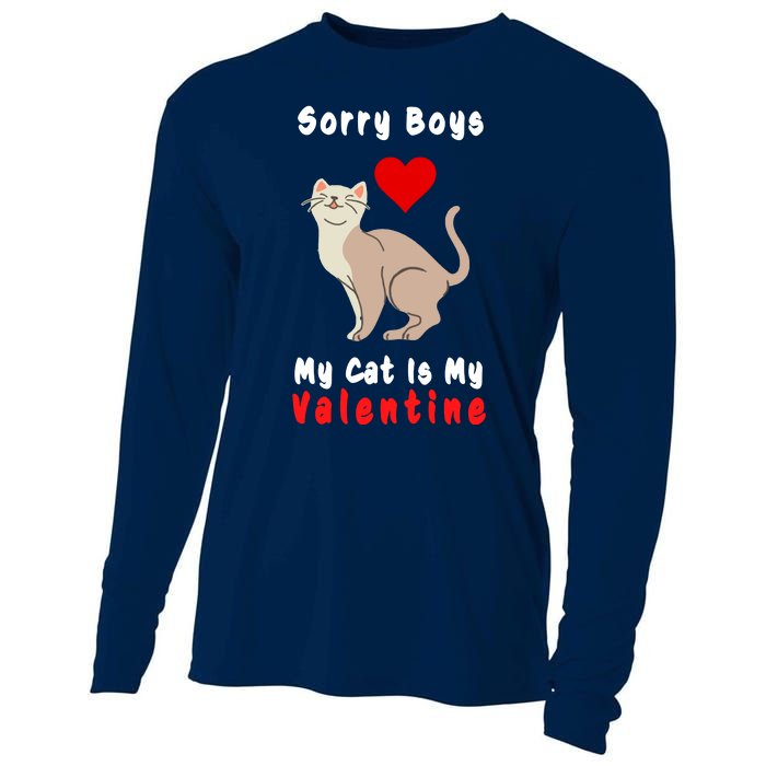 Sorry Boys My Cat Is My Valentine Cute Cooling Performance Long Sleeve Crew