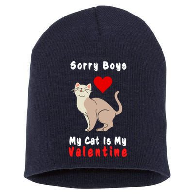 Sorry Boys My Cat Is My Valentine Cute Short Acrylic Beanie