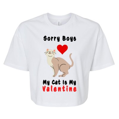 Sorry Boys My Cat Is My Valentine Cute Bella+Canvas Jersey Crop Tee