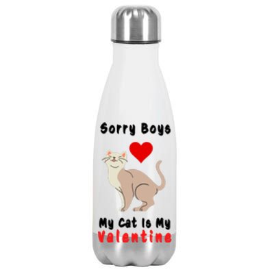 Sorry Boys My Cat Is My Valentine Cute Stainless Steel Insulated Water Bottle