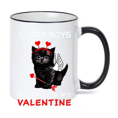 Sorry Boys My Cat Is My Valentine 11oz Black Color Changing Mug