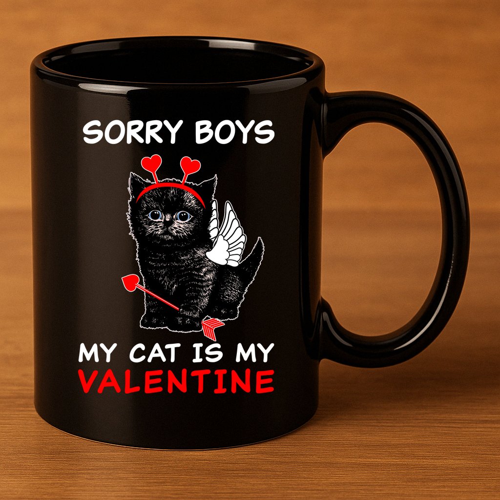 Sorry Boys My Cat Is My Valentine 11oz C Handle Ceramic Mug