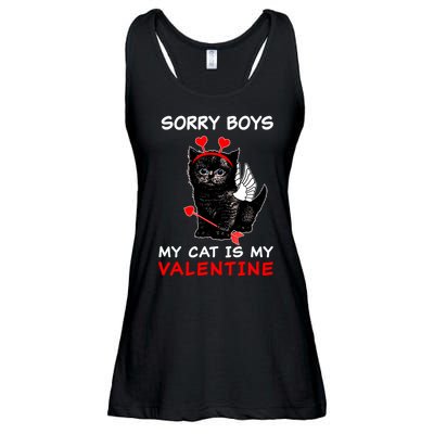 Sorry Boys My Cat Is My Valentine Ladies Essential Flowy Tank