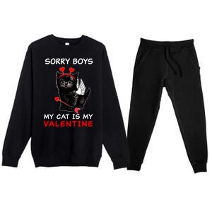 Sorry Boys My Cat Is My Valentine Premium Crewneck Sweatsuit Set