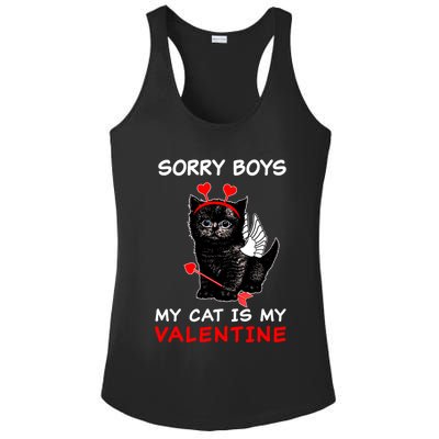 Sorry Boys My Cat Is My Valentine Ladies PosiCharge Competitor Racerback Tank