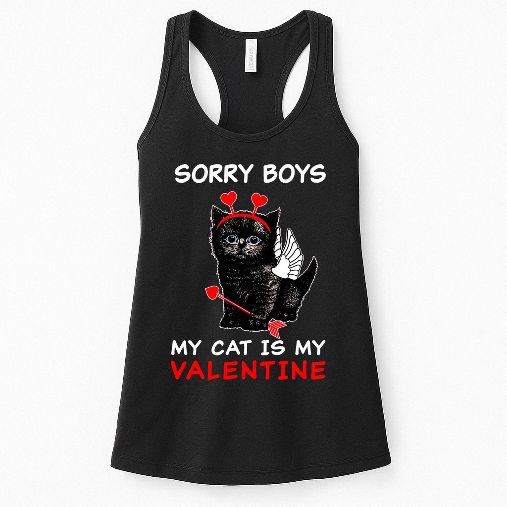 Sorry Boys My Cat Is My Valentine Womens Tank Top