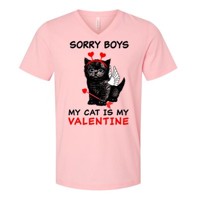 Sorry Boys My Cat Is My Valentine V-Neck T-Shirt