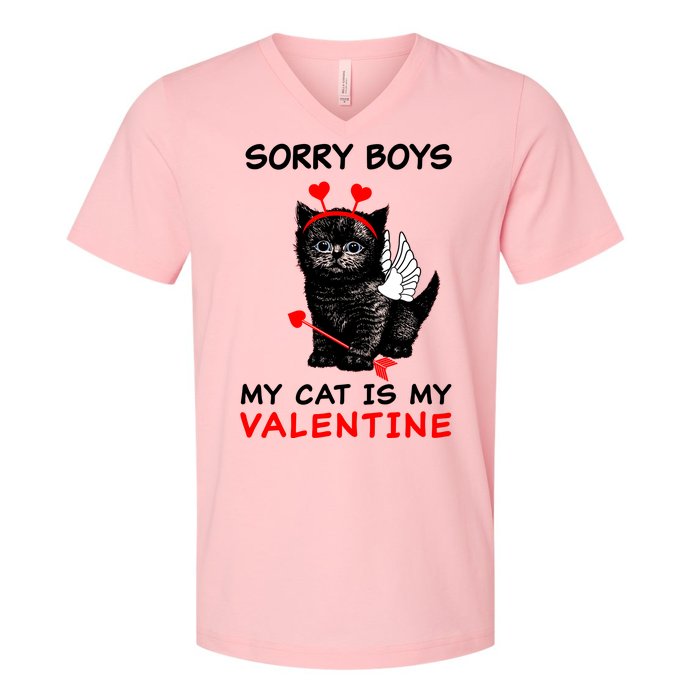 Sorry Boys My Cat Is My Valentine V-Neck T-Shirt