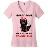 Sorry Boys My Cat Is My Valentine Women's V-Neck T-Shirt