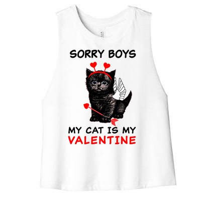 Sorry Boys My Cat Is My Valentine Women's Racerback Cropped Tank