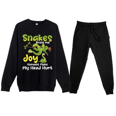 Snakes Bring Me Joy Humans Make My Head Hurt Snake Lover Premium Crewneck Sweatsuit Set