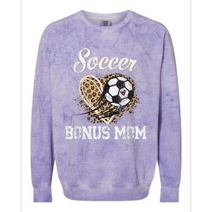 Soccer Bonus Mom Leopard Heart Proud Bonus Mom Sport Lover Colorblast Crewneck Sweatshirt