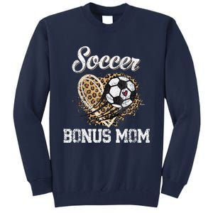 Soccer Bonus Mom Leopard Heart Proud Bonus Mom Sport Lover Tall Sweatshirt