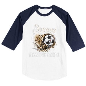 Soccer Bonus Mom Leopard Heart Proud Bonus Mom Sport Lover Baseball Sleeve Shirt