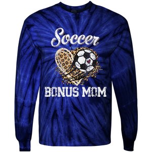 Soccer Bonus Mom Leopard Heart Proud Bonus Mom Sport Lover Tie-Dye Long Sleeve Shirt