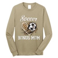 Soccer Bonus Mom Leopard Heart Proud Bonus Mom Sport Lover Long Sleeve Shirt