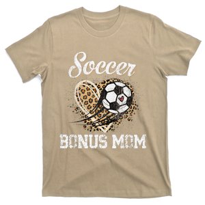 Soccer Bonus Mom Leopard Heart Proud Bonus Mom Sport Lover T-Shirt