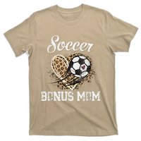 Soccer Bonus Mom Leopard Heart Proud Bonus Mom Sport Lover T-Shirt