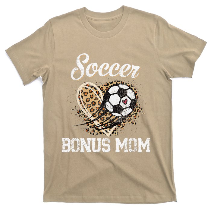 Soccer Bonus Mom Leopard Heart Proud Bonus Mom Sport Lover T-Shirt