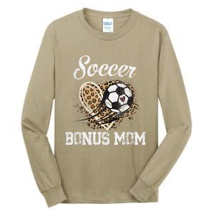 Soccer Bonus Mom Leopard Heart Proud Bonus Mom Sport Lover Tall Long Sleeve T-Shirt