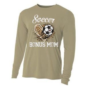 Soccer Bonus Mom Leopard Heart Proud Bonus Mom Sport Lover Cooling Performance Long Sleeve Crew