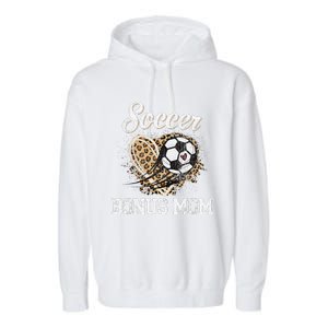 Soccer Bonus Mom Leopard Heart Proud Bonus Mom Sport Lover Garment-Dyed Fleece Hoodie