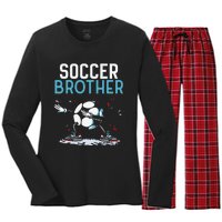 Soccer Brother Match Football Game Player Women's Long Sleeve Flannel Pajama Set 