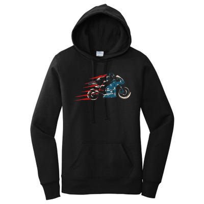 Super Bike Moto GP Pride US Flag Patriotic Dirt Bikers Women's Pullover Hoodie