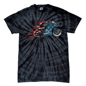 Super Bike Moto GP Pride US Flag Patriotic Dirt Bikers Tie-Dye T-Shirt