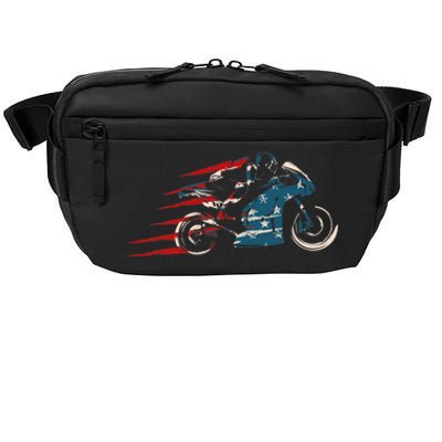 Super Bike Moto GP Pride US Flag Patriotic Dirt Bikers Crossbody Pack