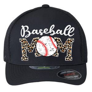 Softball Baseball Mom Leopard Tee Mother's Day Flexfit Unipanel Trucker Cap