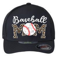 Softball Baseball Mom Leopard Tee Mother's Day Flexfit Unipanel Trucker Cap