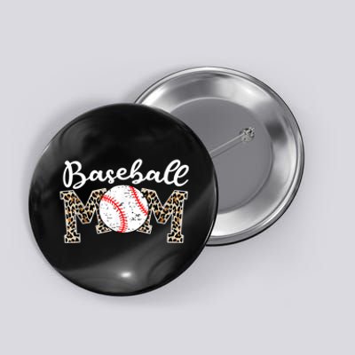 Softball Baseball Mom Leopard Tee Mother's Day Button