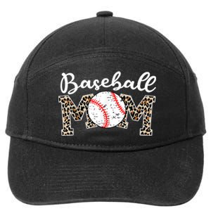 Softball Baseball Mom Leopard Tee Mother's Day 7-Panel Snapback Hat