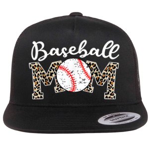 Softball Baseball Mom Leopard Tee Mother's Day Flat Bill Trucker Hat