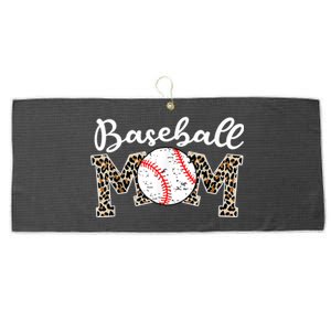 Softball Baseball Mom Leopard Tee Mother's Day Large Microfiber Waffle Golf Towel