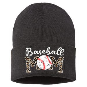 Softball Baseball Mom Leopard Tee Mother's Day Sustainable Knit Beanie