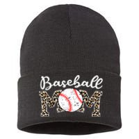 Softball Baseball Mom Leopard Tee Mother's Day Sustainable Knit Beanie