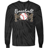 Softball Baseball Mom Leopard Tee Mother's Day Tie-Dye Long Sleeve Shirt