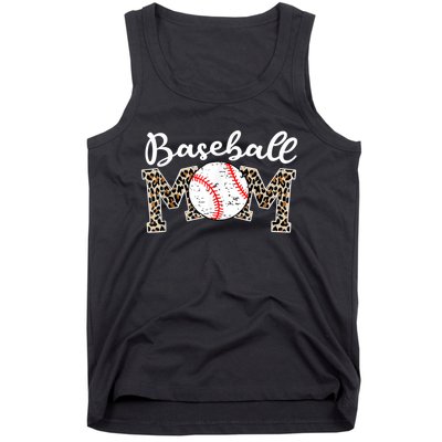 Softball Baseball Mom Leopard Tee Mother's Day Tank Top