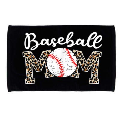 Softball Baseball Mom Leopard Tee Mother's Day Microfiber Hand Towel