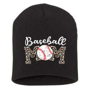 Softball Baseball Mom Leopard Tee Mother's Day Short Acrylic Beanie