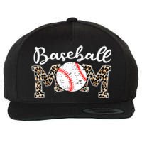 Softball Baseball Mom Leopard Tee Mother's Day Wool Snapback Cap