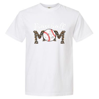 Softball Baseball Mom Leopard Tee Mother's Day Garment-Dyed Heavyweight T-Shirt