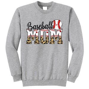 Softball Baseball Mom Leopard Tee Mother's Day Tall Sweatshirt