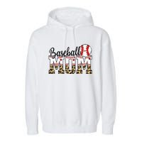 Softball Baseball Mom Leopard Tee Mother's Day Garment-Dyed Fleece Hoodie