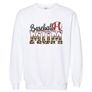 Softball Baseball Mom Leopard Tee Mother's Day Garment-Dyed Sweatshirt